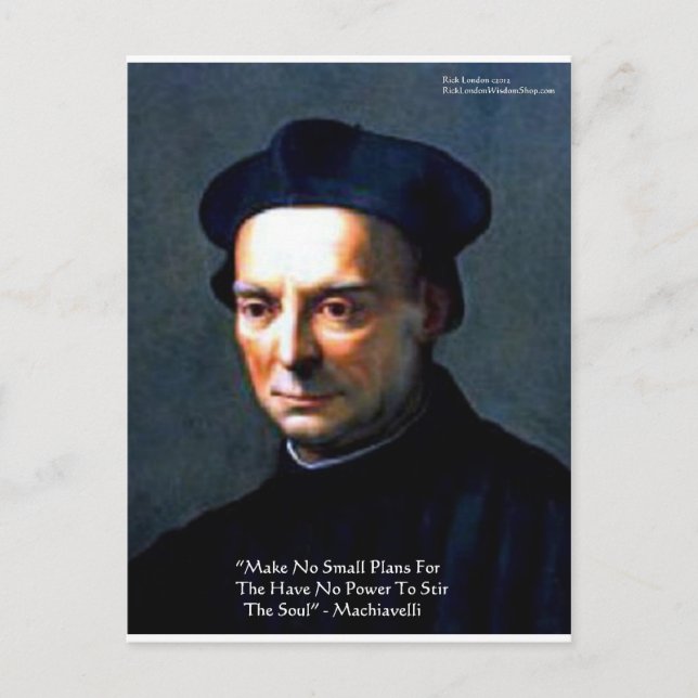 Niccolo Machiavelli "Makt" Visdoms Citat Gåvor Vykort (Framsida)