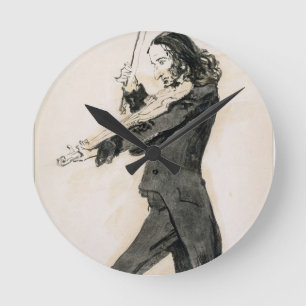 Niccolo Paganini (1782-1840) som leker fiolen, 1 Rund Klocka