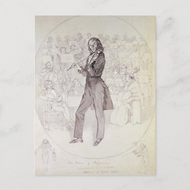 Niccolo Paganini , violinist Vykort (Framsida)