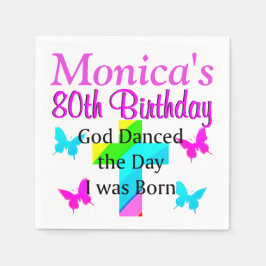 NICE 80 BIRTHDAY PERSONLIG CHRISTIAN NAPKINS PAPPERSSERVETT