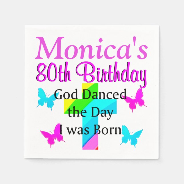 NICE 80 BIRTHDAY PERSONLIG CHRISTIAN NAPKINS PAPPERSSERVETT (Framsidan)