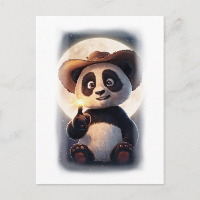 Nice and Cute Movie Panda Character on a White Helg Vykort (Framsida)