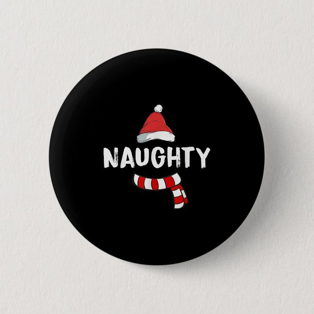 Nice And Naughty Shirt Matching Christmas Pajamas  Knapp (Framsida)