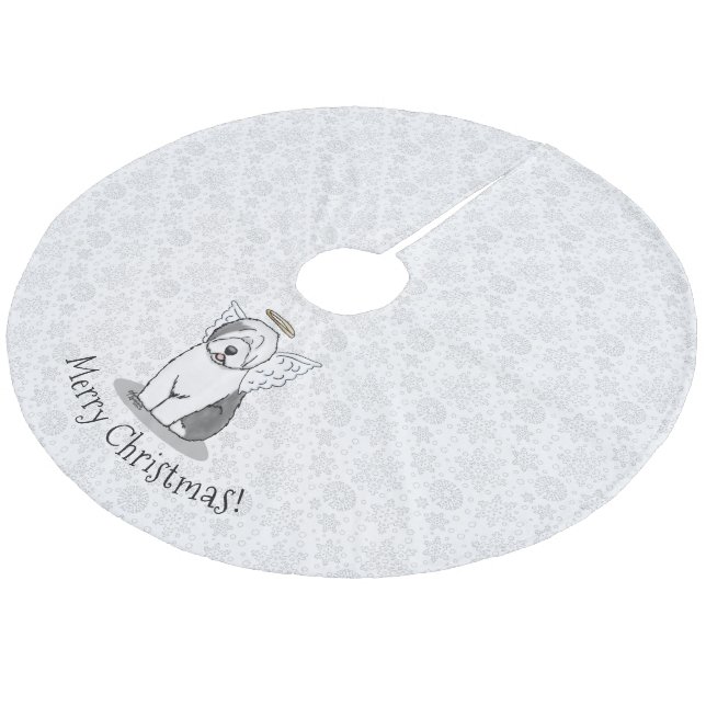 Nice Angel Old English Sheepdog (Grått 1) - Cute Julgransmatta Fleece (Vinklad)