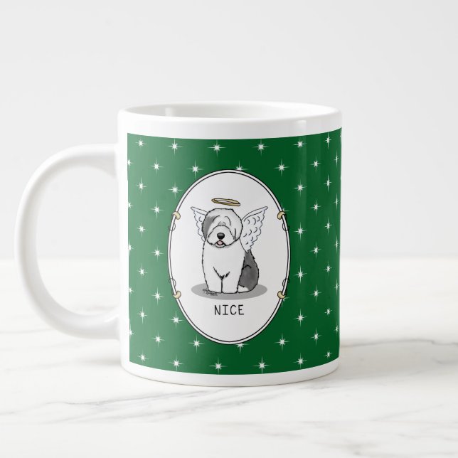 Nice Angel Old English Sheepdog (Grått 1) - Cute Jumbo Mugg (Vänster)