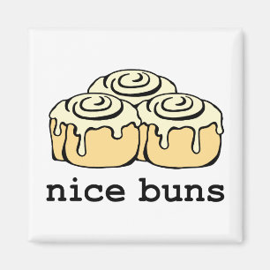 Nice Buns Funny Baking Pun Tecknad Cinnamon Rolls Magnet
