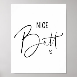 Nice Butt Funny Bathroom citerar Ord teckning Poster