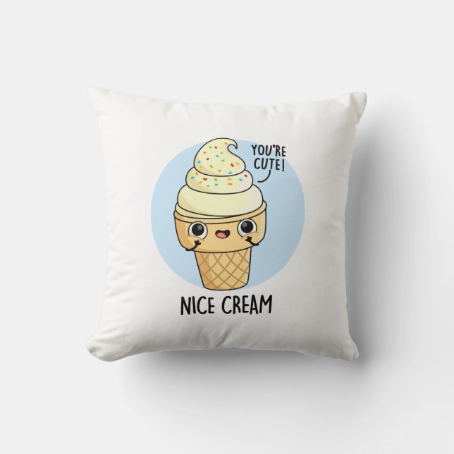 Nice Cream Funny Ice Cream Pun Kudde (Framsida)