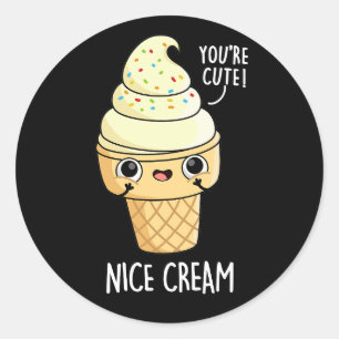 Nice Cream Funny Ice Cream Pun Mörk BG Runt Klistermärke