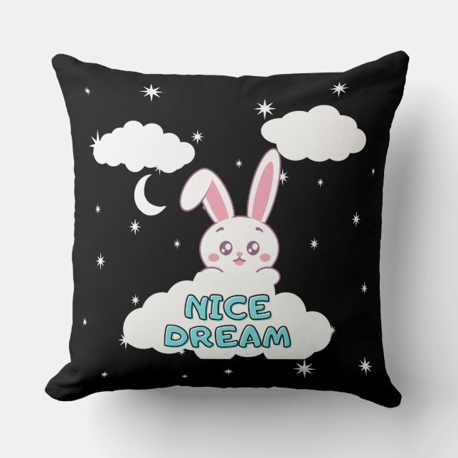 Nice Dream Bunny - Night Himmel Dekorativ kudde (Framsida)