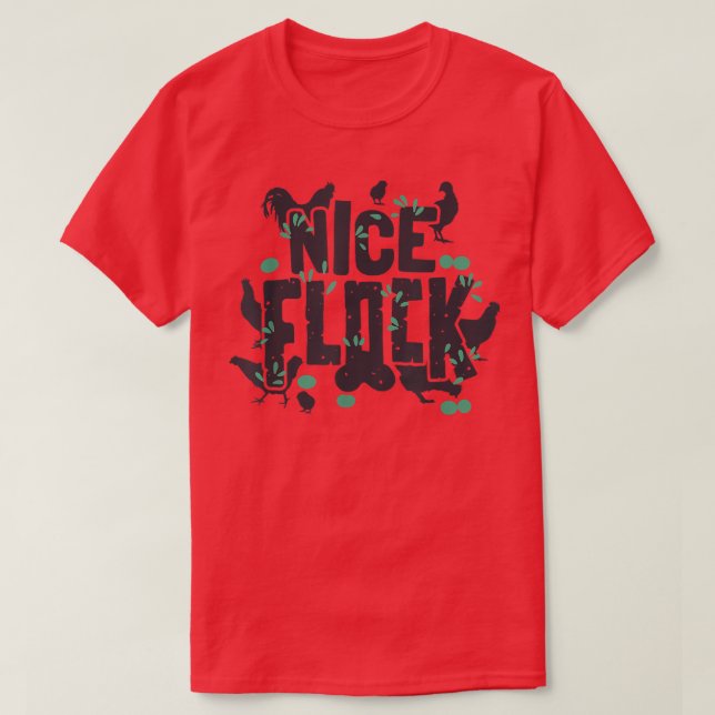 Nice Flock Poultry Farmer Outfit Funny Chicken Ke T Shirt (Design framsida)