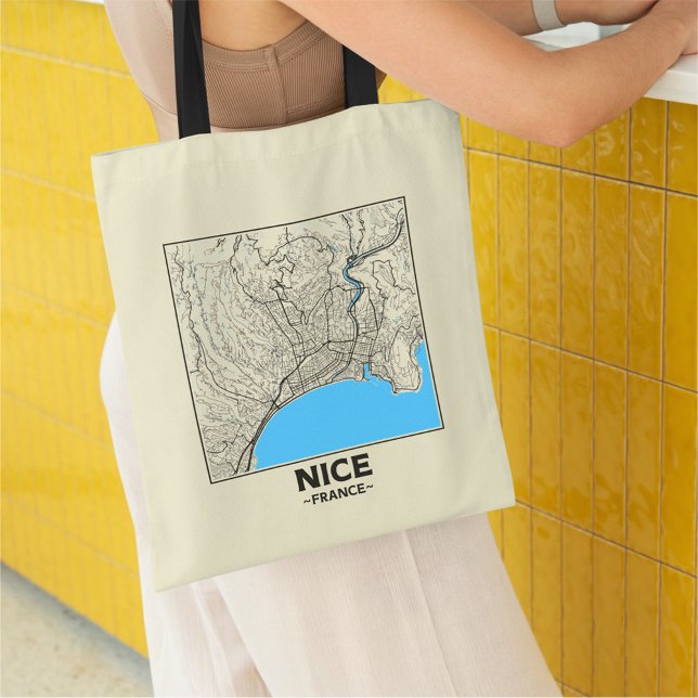 Nice, France City Map Tote Bag Tygkasse (Skapare uppladdad)