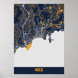 Nice - Frankrike Bluefresh City Karta Poster