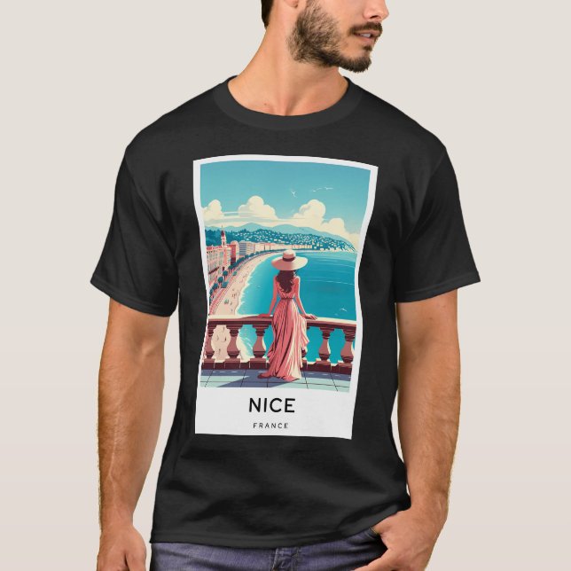 Nice Frankrike - Digital Art Poster T Shirt (Framsida)
