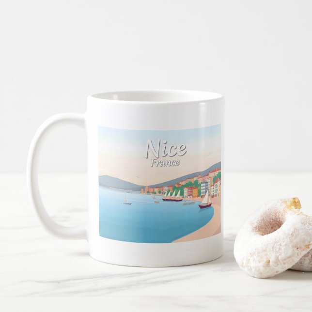 Nice Frankrike Fransk Riviera Pastel Travel Kaffemugg (Med munk)
