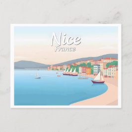 Nice Frankrike Fransk Riviera Pastel Travel Vykort