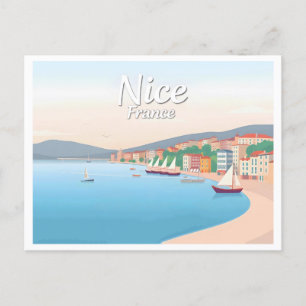 Nice Frankrike Fransk Riviera Pastel Travel Vykort
