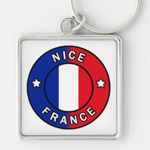 Nice Frankrike Fyrkantig Silverfärgad Nyckelring