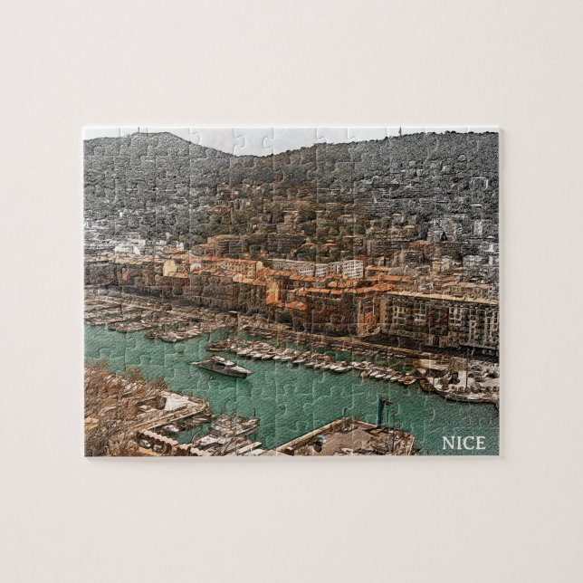 Nice Frankrike Port Lympia Panorama View Pussel (Horisontell)