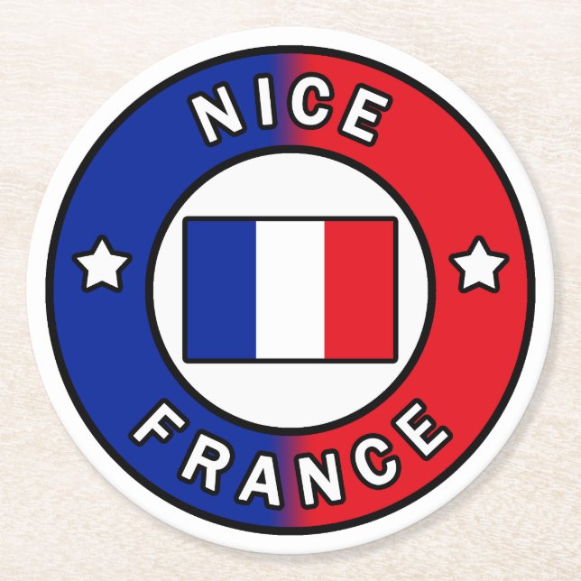 Nice Frankrike Underlägg Papper Rund (Framsidan)