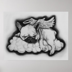 "Nice" - Fransk Bulldog Angel Teckning Poster