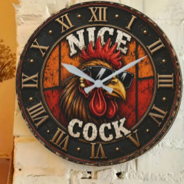 Nice Funny Rooster Cool Chicken with Sunglasses Stor Klocka