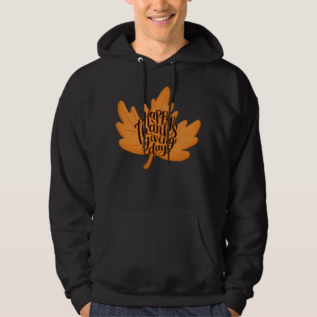 Nice Happy thanksgiving Typografi i Löv Hoodie (Framsida)
