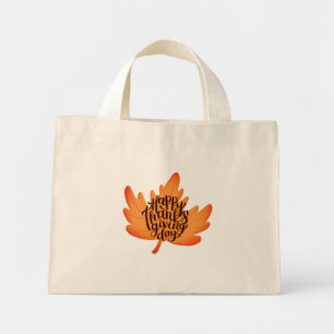 Nice Happy thanksgiving Typografi vid Löv Fall Mini Tygkasse