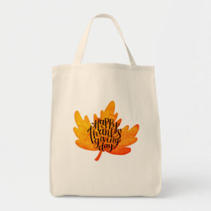 Nice Happy thanksgiving Typografi vid Löv Fall Tygkasse