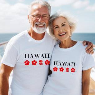 Nice Hawaii Red Flower Icons Light-Färg T Shirt
