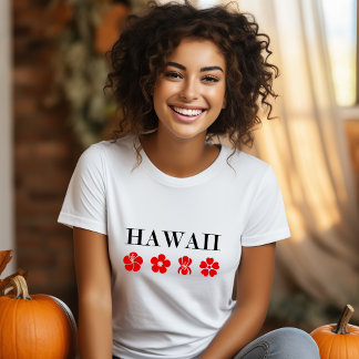Nice Hawaii Red Flower Icons Light-Färg T Shirt
