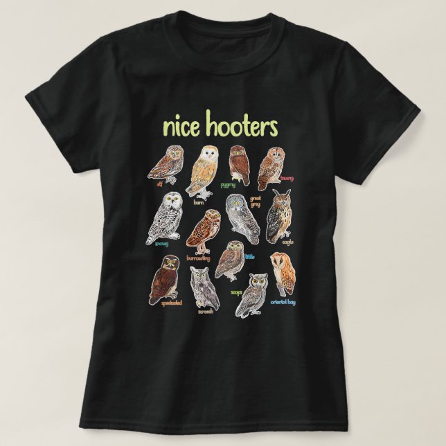Nice Hooters Owl Bird Pun Funny Adult Joke Birdwat T Shirt (Design framsida)