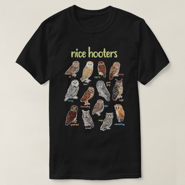Nice Hooters Uggla Bird Pun Funny Vuxen Joke Birdw T Shirt (Design framsida)