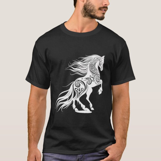 Nice Horse Vector Vild Animal Sport Riding Fläkt L T Shirt (Framsida)