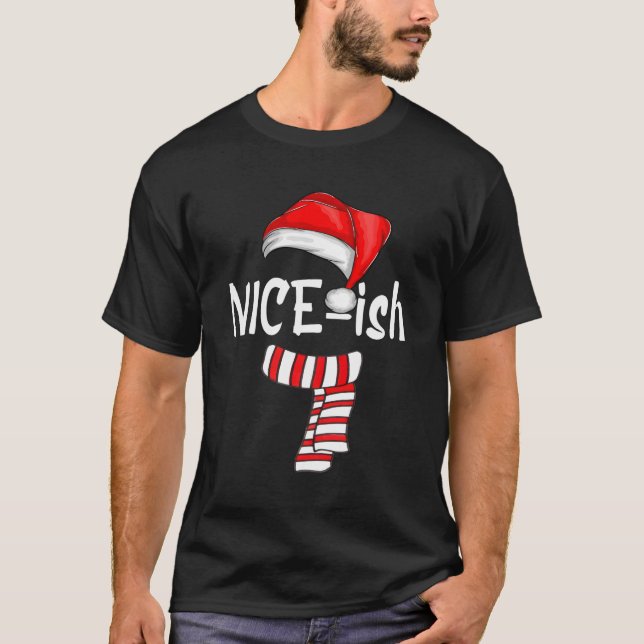Nice-Ish Funny Jultomten jul Pajamas Naugh T Shirt (Framsida)