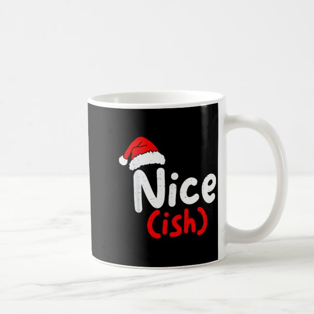 Nice (ish) Naughty Angel Funny Christmas List Fami Kaffemugg (Höger)