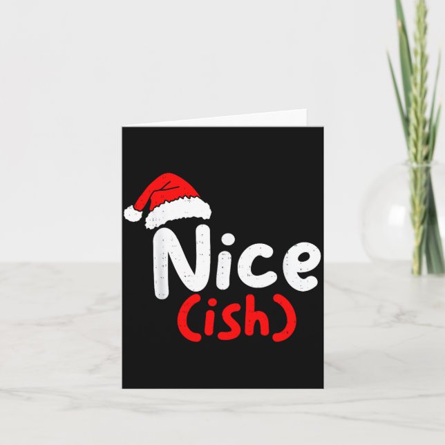 Nice (ish) Naughty Angel Funny Christmas List Fami Kort (Framsida)