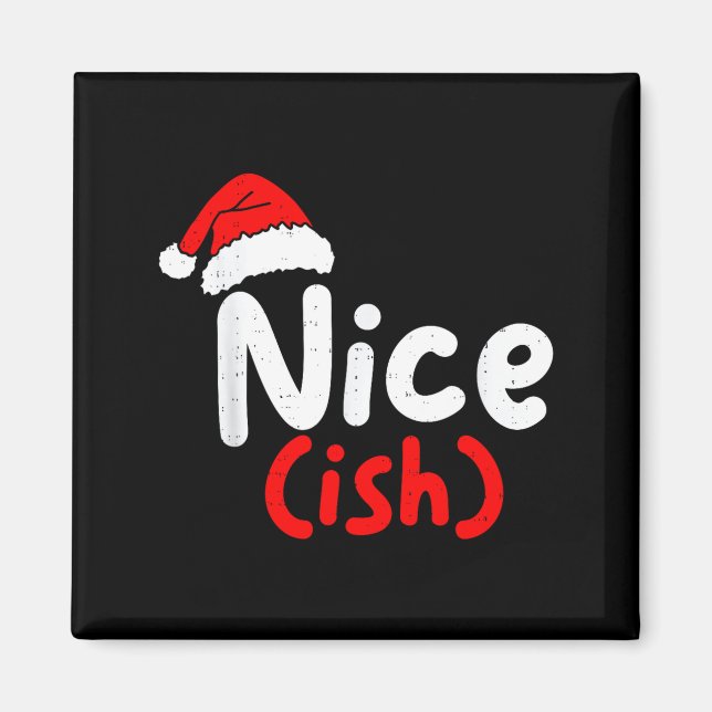 Nice (ish) Naughty Angel Funny Christmas List Fami Magnet (Framsidan)
