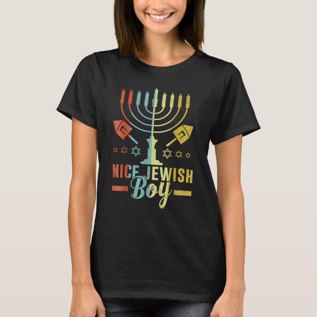 Nice Jeiwsh Boy Cool Chanukah  Ugly Hanukkah Sweat T Shirt (Framsida)