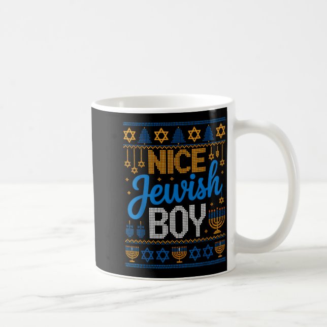 Nice Jewish Boy Hanukkah Menorah Dreidel Ugly Swea Kaffemugg (Höger)