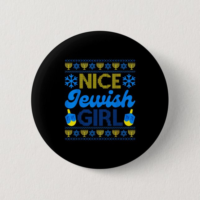 Nice Jewish Girl Ugly Happy Hanukkah Sweater Chanu Knapp (Framsida)