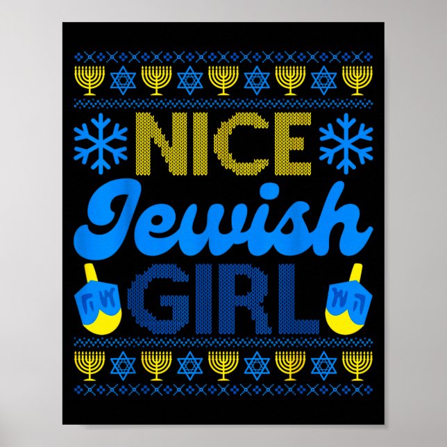 Nice Jewish Girl Ugly Happy Hanukkah Sweater Chanu Poster (Framsidan)
