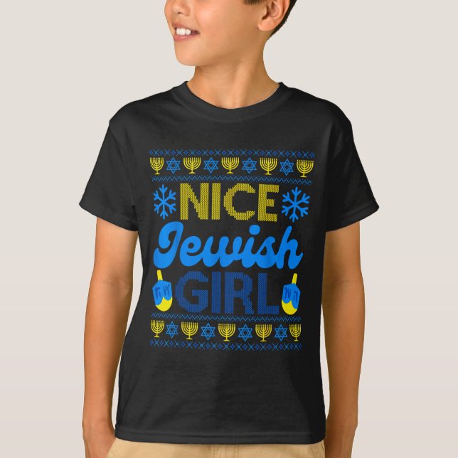 Nice Jewish Girl Ugly Happy Hanukkah Sweater Chanu T Shirt (Framsida)
