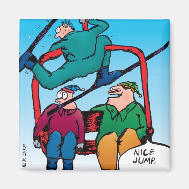 Nice Jump Skiers Tecknad Magnet (Framsidan)