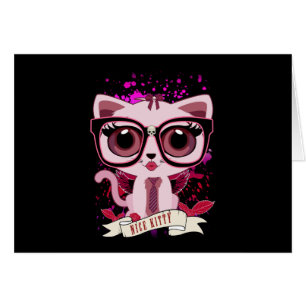 Nice Kattunge - Svart och Rosa Hälsningskort