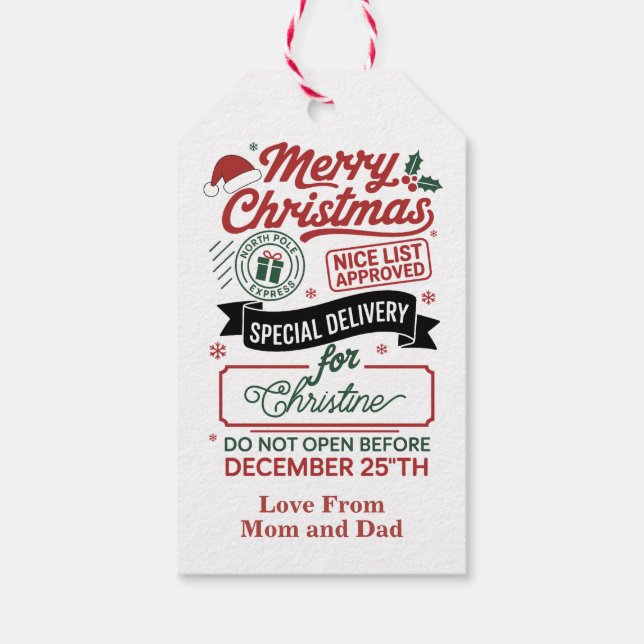 Nice List Approved by Santa Presentetikett (Baksidan)