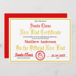 Nice-listcertifikat för barn|Julgåva Julkort