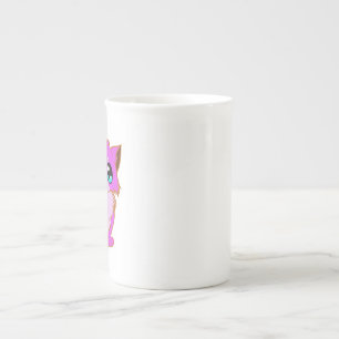 NICE LITTLE Fuchsia, ROSA OCH BROWN KITTEN Benporslin Mugg
