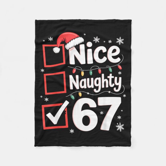 Nice Naughty 67 Christmas Costume 67 Meme Men Wome Fleecefilt (Framsidan)