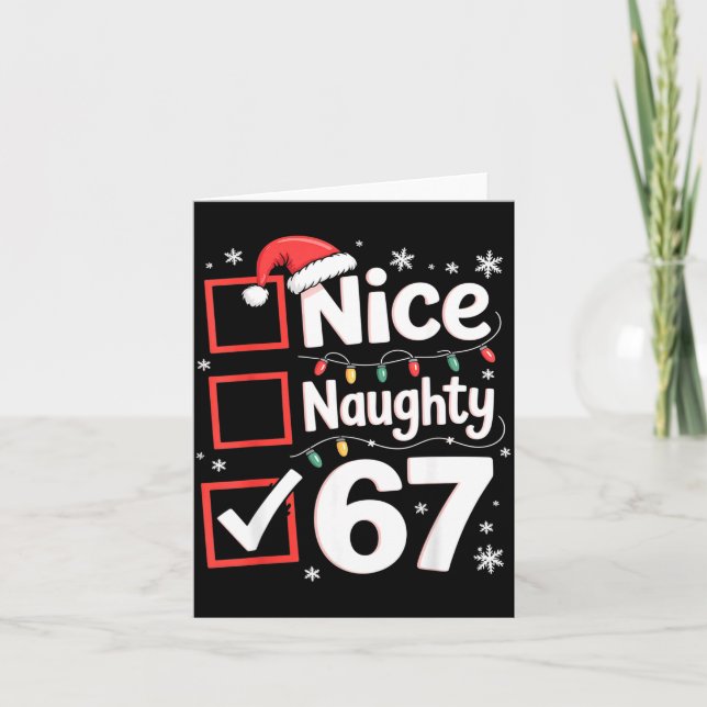 Nice Naughty 67 Christmas Costume 67 Meme Men Wome Kort (Framsida)